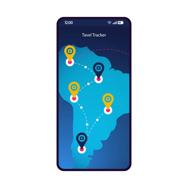 Modèle vectoriel d'interface smartphone traceur GPS — Image vectorielle