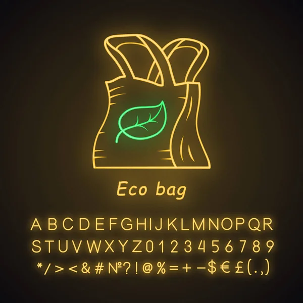 Eco bolsa de neón icono de luz — Archivo Imágenes Vectoriales