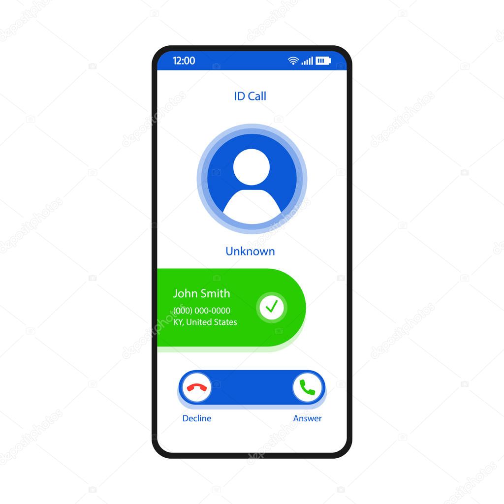 ID call smartphone interface vector template