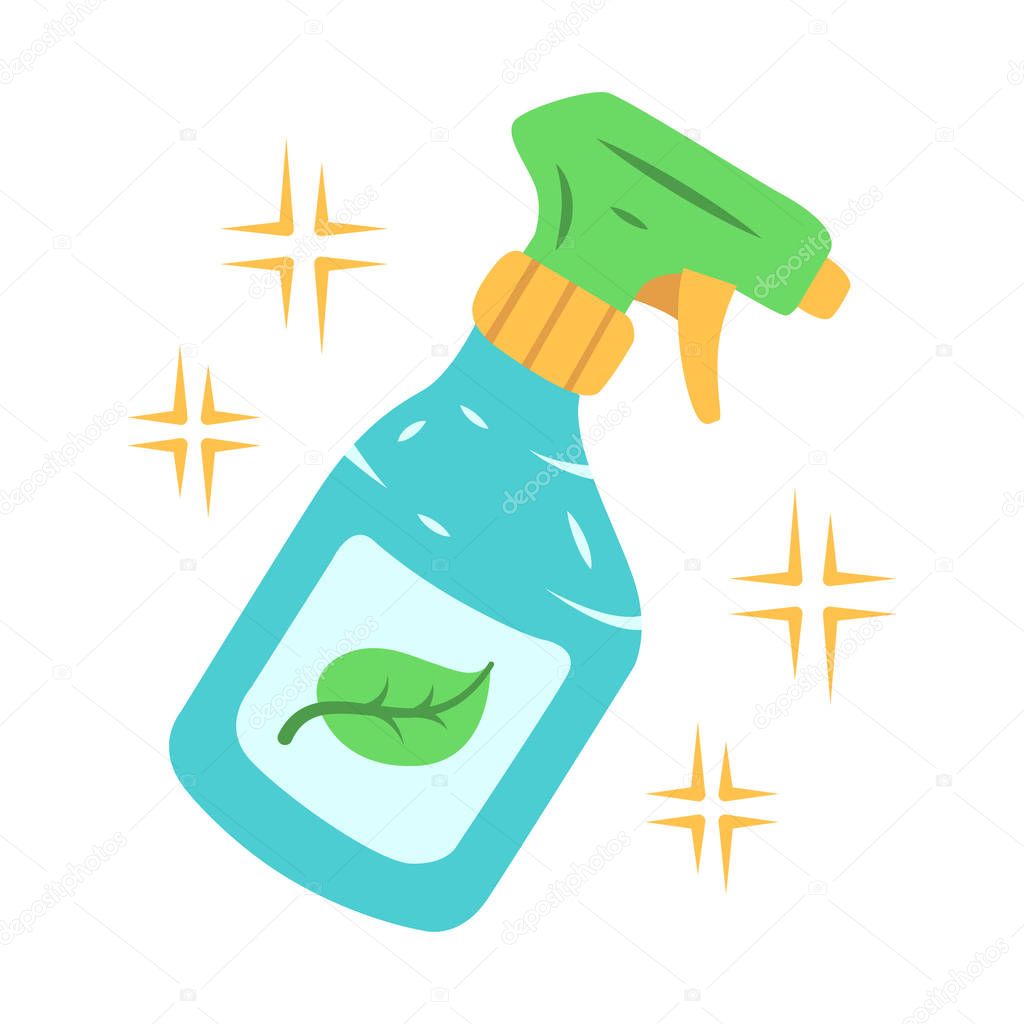 Eco cleaning products flat design long shadow color icon. Handmade zero waste swap. Chemicals free spray bottle. Organic, natural, eco friendly, safe cleaning product. Vector silhouette illustration