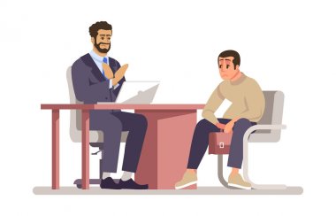 İş reddi düz vektör illüstrasyon. İşveren vazo reddeden