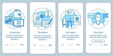 Doğrusal kavramlarla seyahat eden mobil uygulama sayfası ekranında seyahat