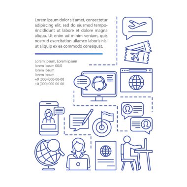 Gezi danışmanı makale sayfası vektör şablonu