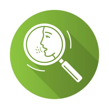 Alerji tanısı düz tasarım uzun gölge glyph simgesi