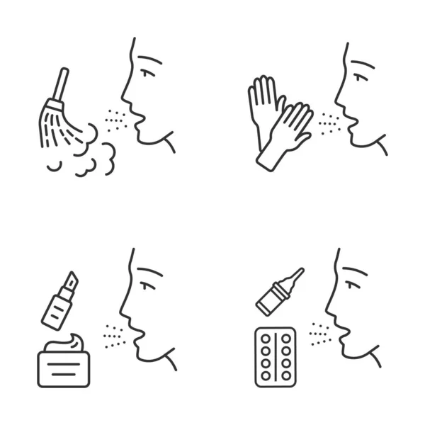 Allergies ensemble d'icônes linéaires — Image vectorielle