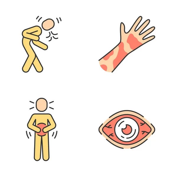 Seasonal allergy symptoms color icons set