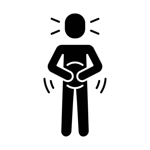 Abdominal pain glyph icon — Stock Vector