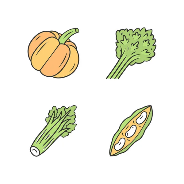 Vegetables color icons set — Stock Vector