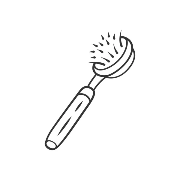 Natural dish brush  linear icon — Stock Vector