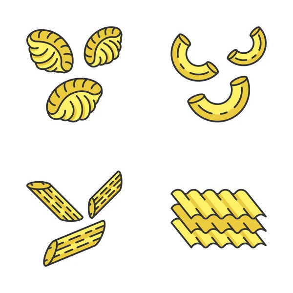 Conjunto de iconos de color de fideos de pasta — Vector de stock