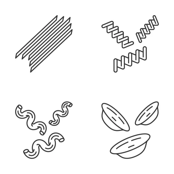 Conjunto de iconos lineales de fideos de pasta — Vector de stock