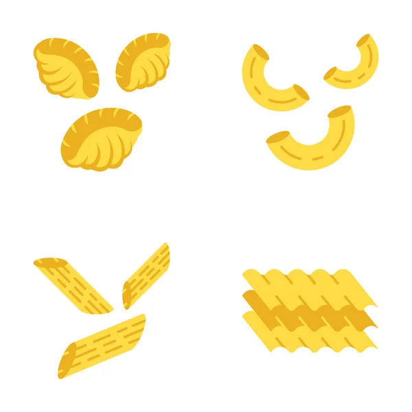 Pasta fideos diseño plano largo sombra iconos de color conjunto — Vector de stock
