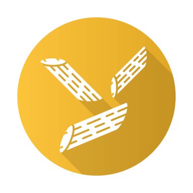 Penne düz tasarım uzun gölge glyph simgesi