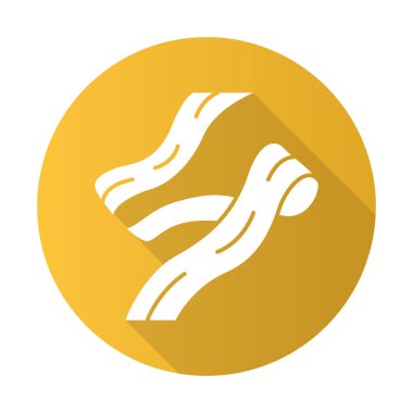 Pappardelle düz tasarım uzun gölge glyph simgesi