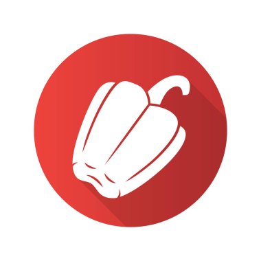 Çan biber düz tasarım uzun gölge glif simgesi