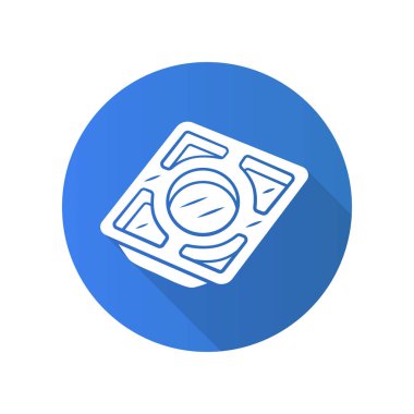 Paslanmaz çelik tepsi düz uzun gölge glif simgesi