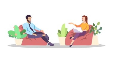 Gazetecilik röportaj düz vektör illüstrasyon