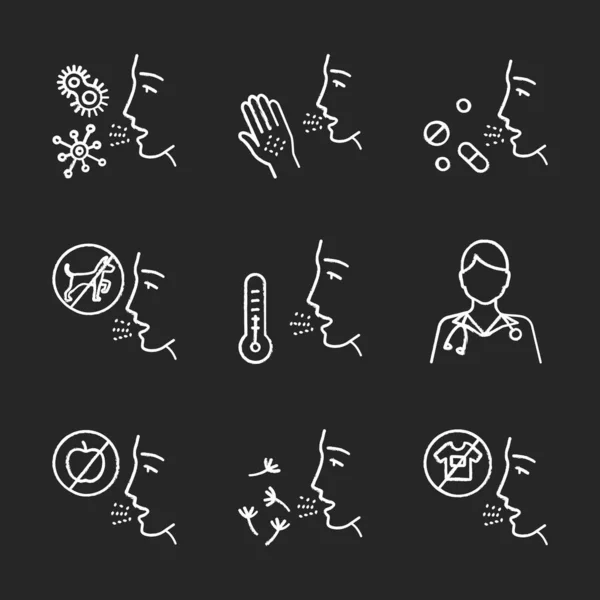 Conjunto de iconos de tiza de alergias — Vector de stock