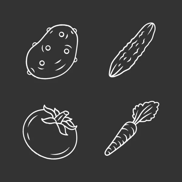 Set de iconos de tiza de verduras — Vector de stock