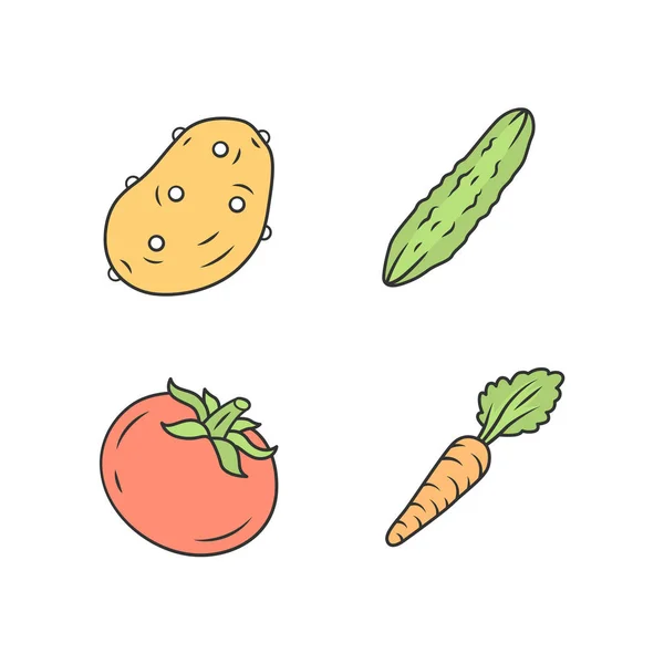 Vegetables color icons set — Stock Vector