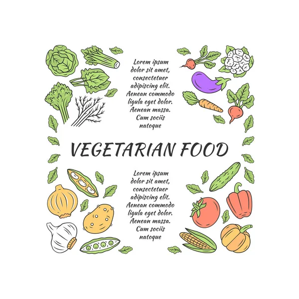 Vegetariano alimento artículo página vector plantilla — Vector de stock