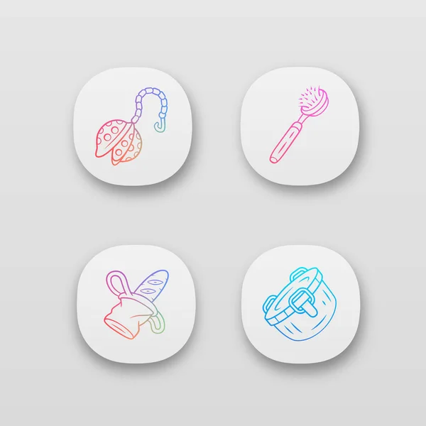 Zero rifiuti cucina accessori app icone set — Vettoriale Stock