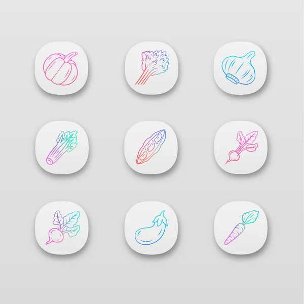 Set icone app verdure — Vettoriale Stock