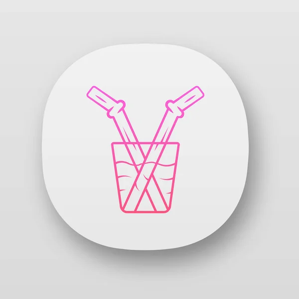 Vidro bebendo palha app ícone — Vetor de Stock