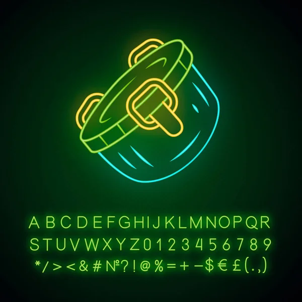 Roestvrijstaal container neon licht icoon — Stockvector