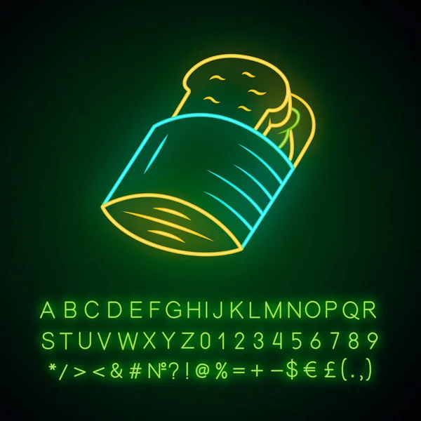 Borsa sandwich riutilizzabile icona luce al neon — Vettoriale Stock