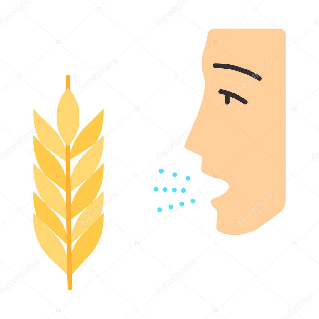 Wheat allergy flat design long shadow color icon