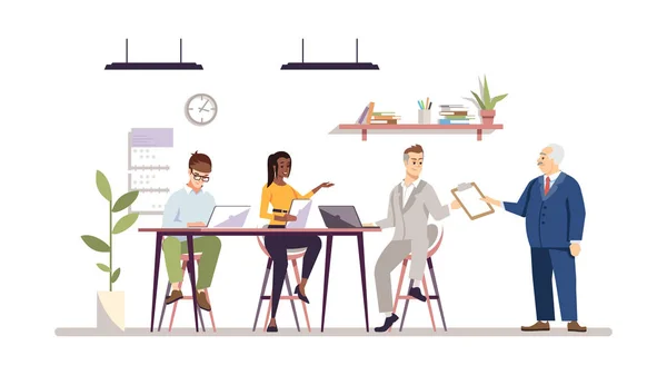 Office teamwork platte vector illustratie — Stockvector