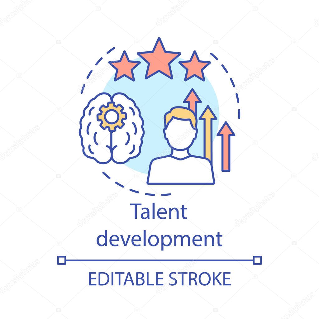 Talent development concept icon. Personal growth, inspiration, aspiration idea thin line illustration. Achievement, success, skill improvement vector isolated outline drawing. Editable stroke