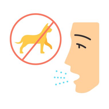 Kedi alerjisi düz tasarım uzun gölge renk simgesi