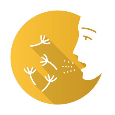 Yaz alerjisi düz tasarım uzun gölge glyph simgesi