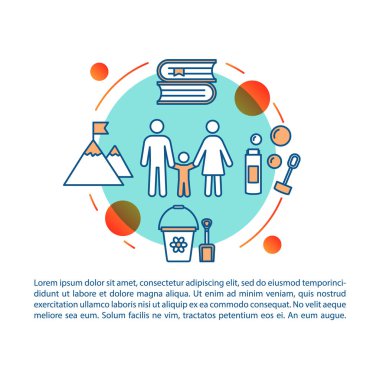 Aile zamanı makale sayfası vektör şablonu. Çocuklarla yürü. Mo