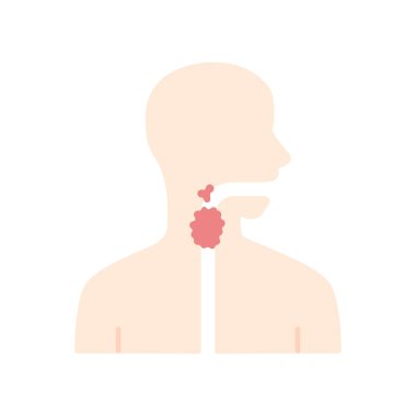 Ill throat düz tasarım uzun gölge renk simgesi. Angina, tonsilli