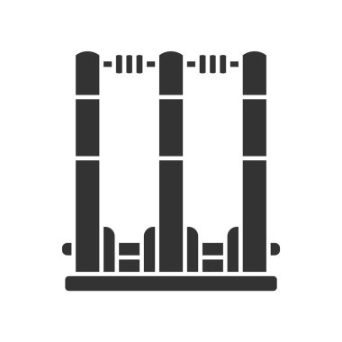 Kriket kütükleri glyph simgesi. Kriket kalesi. Oyundaki kapı. Üç v