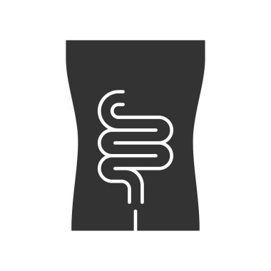 Sağlıklı bağırsak glyph simgesi. İnsan organı nın sağlığı yerinde. Functi