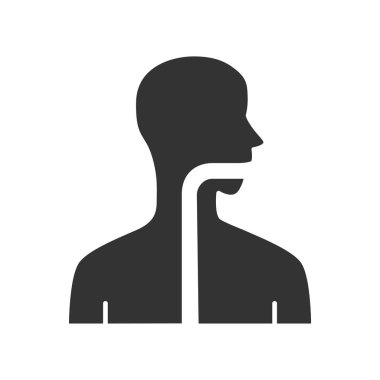 Sağlıklı boğaz glyph simgesi. Oral kavite, farinks ve özofagus
