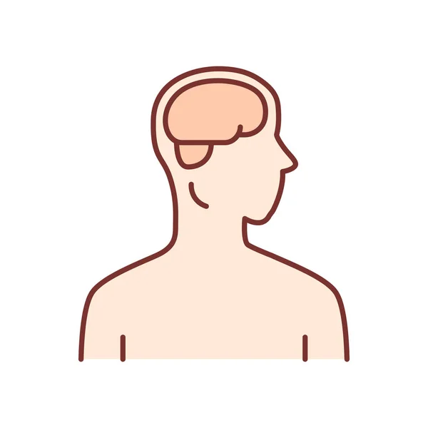 Hälsosam hjärna färg ikon. Mänskliga organ vid god hälsa. Folk wel — Stock vektor