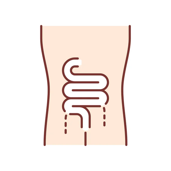Icono de color de los intestinos enfermos. Un órgano humano dolorido. Enfermedad. Unh. — Vector de stock