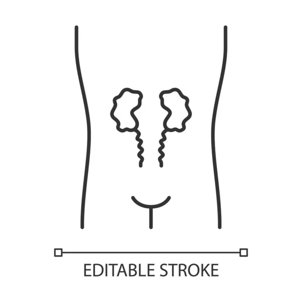 Icône linéaire des reins malades. Organe humain endolori. Système urinaire malsain — Image vectorielle