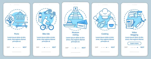 Familjeaktiviteter med Kids onboarding mobil app sida skärmen Wi — Stock vektor