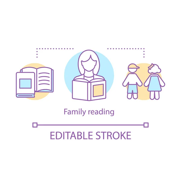 Icono de concepto de lectura familiar. Tiempo juntos idea delgada línea illust — Vector de stock