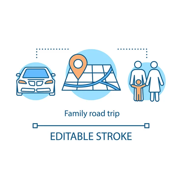 家庭公路旅行图标。时间在一起的想法细线插图 — 图库矢量图片