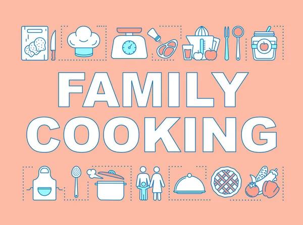 Семейное кулинарное слово означает "баннер". Семейная деятельность. Овощи — стоковый вектор