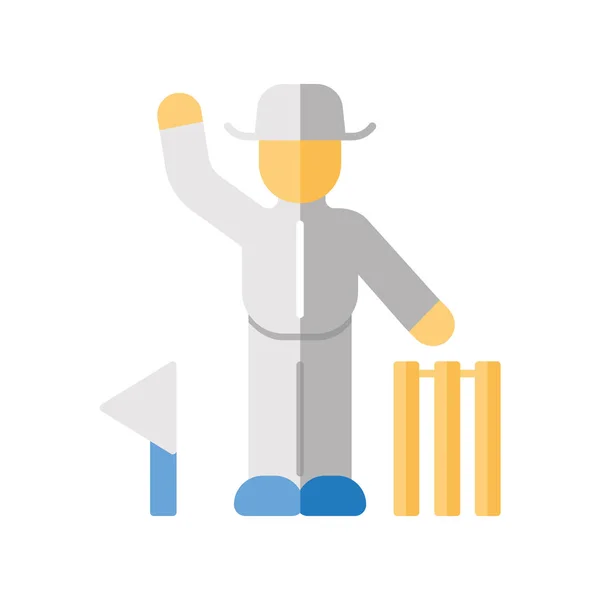 Cricket domare flat design lång skugga färg ikon. Umpire signaler — Stock vektor