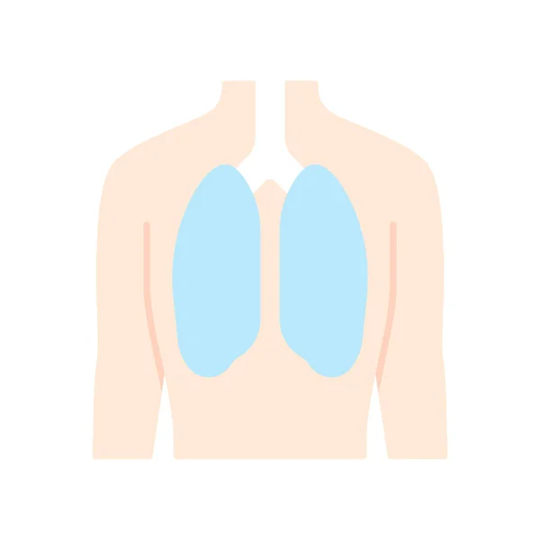 Polmoni sani design piatto lunga ombra icona di colore. Organo in buono stato — Vettoriale Stock