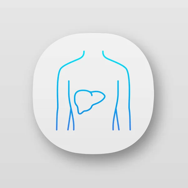 Healthy liver app icon. Human organ in good health. People welln — Stock Vector